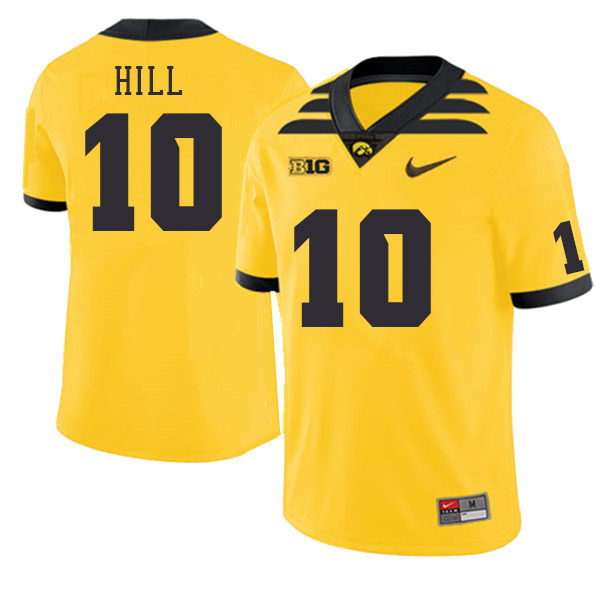 Men #10 Deacon Hill Iowa Hawkeyes College Football Jerseys Stitched-Gold - Click Image to Close
